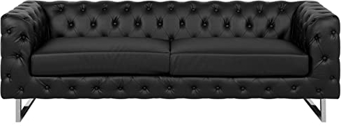 Klassisches 3er Sofa Kunstleder Chesterfield Stil schwarz Vissland