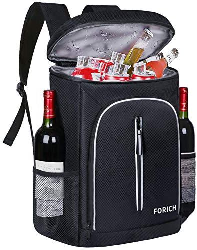 FORICH Weicher Kühl-Rucksack, isoliert, wasserdicht, Kühltasche, auslaufsicher, tragbar, klein, für Arbeit, Mittagessen, Reisen, Strand, Camping, Wandern, Angeln, Bier für Männer und Frauen (schwarz)