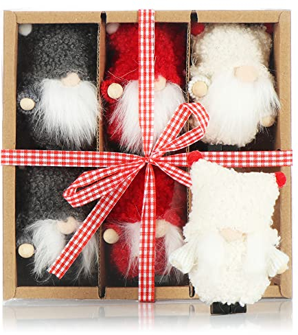 COM-FOUR® 6X Premium Weihnachtsmann-Anhänger für den Weihnachtsbaum, schwedisch-skandinavische Deko-Trolle, Engel, Feen, Weihnachtsmänner als Christbaumschmuck oder Geschenk-Anhänger