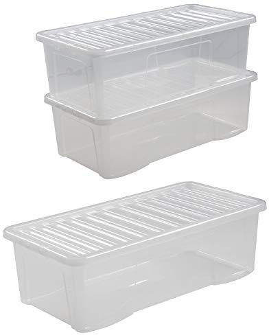 #11 3x Aufbewahrungsbox mit Deckel 62L 80x40x25cm transparent stapelbar