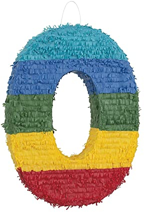 Number 0 Pinata (37cm x 53cm) - Vibrant Multicolor Party Essential - Perfect for Kids Birthday Celebrations & Festivities - 1 Pc