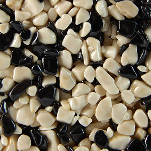 Terralith Steinteppich Marmor Komplett-Set für 1qm - Körnung: fein - 2-4mm mit Polyurethan Bindemittel - für Außen in schwarz-weiß (mix napoli)