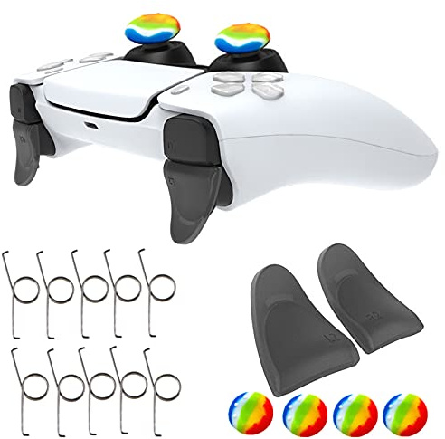 Accessories Kit Bundle for PS5 DualSense Controller, Spring Trigger + Silicone Thumb Grips Joystick Caps + L2 R2 Trigger Extender for Playstation 5 Controller (No-1)