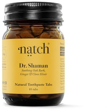 Natch – Dr. Shaman – Zahnpasta Tabs – Natürliche Zahnpflege mit Ingwer, Nelke & Eichenrinde – Unterstützt empfindliche Zähne – Fluoridfrei, Vegan & Plastikfrei – 85 Tabs