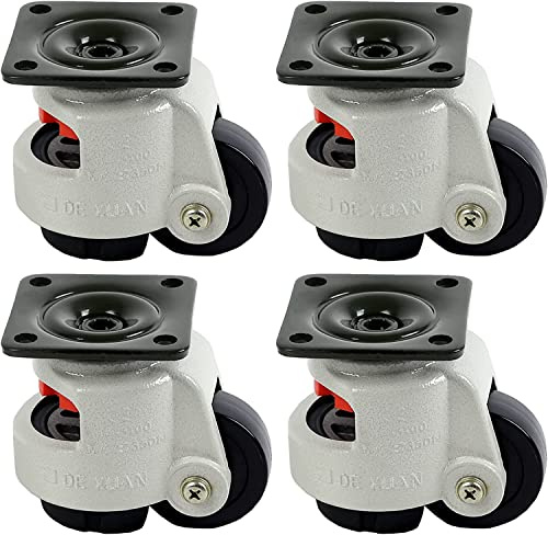 Schwerlast Rollen Lenkrollen 50mm Werkbank Werkstatt Maximal Belastbar 1000kg, 4 STK Einziehbare Nivellierrolle Industrielle Maschine Nivellierung Nachlauf für Prowerkbank