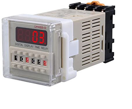 AXTI Relé de temporizador digital multifunción de 12 V, 24 V, 110 V, 220 V, 8 pines, SPDT DH48S-S, ciclo de repetición 0.1S-99H (tamaño : 12 V CC)