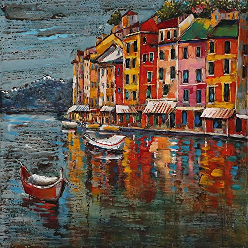 IDYL metallbild med 3D-effekt | Modern konst | Venedig | Väggdekoration | 100 x 100 x 3 cm | Nr 1914