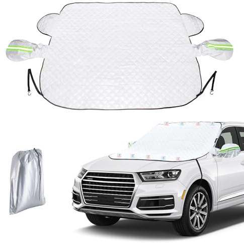 AdrreyuFny Copertura Parabrezza Auto, Parasole Auto Esterno Copri Parabrezza per Inverno Pellicole Protettive Antighiaccio 9 Magneti Ripiegabile Adatto la Maggior Parte dei Veicoli (165 * 126cm)
