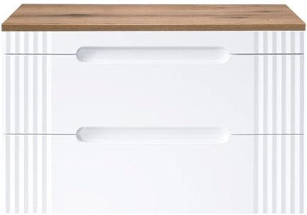 Lomadox Badmöbel Waschtischunterschrank 100cm in weiß mit Waschtischplatte in Eiche Nb., B/H/T ca. 100,4/64,5/46 cm