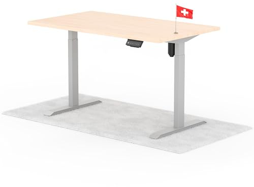 Standable ECO Höhenverstellbarer Schreibtisch 140 x 80 cm I elektrischer Office Table mit 3 Speicherstufen I Schreibtisch höheneinstellbar 70-115 cm I Büro-Tisch mit 1,8 cm Dicke
