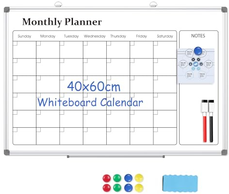 DOLLAR BOSS Whiteboard-Kalender, 40 x 60 cm, Monatsplaner, magnetisches Wand-Whiteboard, trocken abwischbarer Kalender, abwischbare Tafel für die Planung von Küche, Zuhause, Büro, Memo