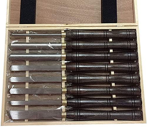 YAOBAO Drechselmesser Set, 8-teilig, Buchenholzgriff, Flachkante, Hochgeschwindigkeitsstahl, Drechselwerkzeug für Holz