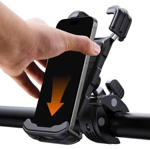 andobil 2025 Handyhalterung Fahrrad [ Top Verarbeitet ] 165 km/h Stoßfest [ 1s Einhandbedienung ] Universal Handyhalterung Motorrad 360° Handyhalter Fahrrad für iPhone 16/15/14 Pro Max Samsung S25