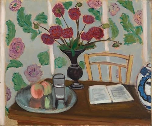 XZSFD NBGEA Affiche Matisse « Bouquet de Dahlia et Livre Blanc 1923 » Art Mural Matisse Toile Peinture Fleur Photo Nature Morte Imprime pour la décoration d’intérieur 90×60cm sans Cadre