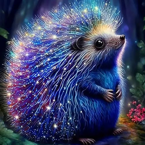 DAERLE 5D Diamond Painting Leuchtender Igel, Diamant Painting Bilder Niedliches Tier, Diamond Art Erwachsene DIY Diamant Kunst Malerei Stickerei Set Kreuzstich für Home Wand Dekor 30x30cm