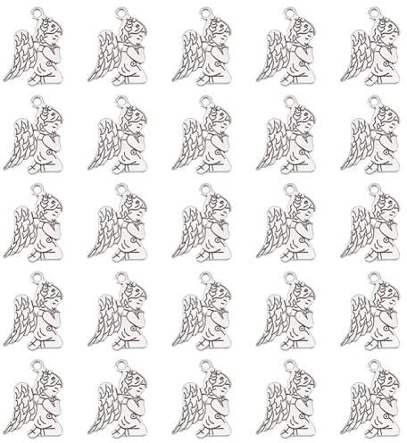 UNICRAFTALE 60 Stück Engel Anhänger Tibetischen Stil - Betende Engel Legierung Für Schmuckherstellung - Metall Anhänger Für Weihnachten Ohrringe Halsketten Armbänder Basteln