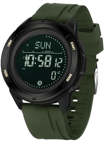 findtime Montre Sport pour Homme Bracelet en Silicon Montre de Randonnée,avec Métronome, Boussole Chronomètre, Podomètre Montre Numérique Digitale Étanche 5ATM Cadran Bonne Lisibilité dans La Nuit