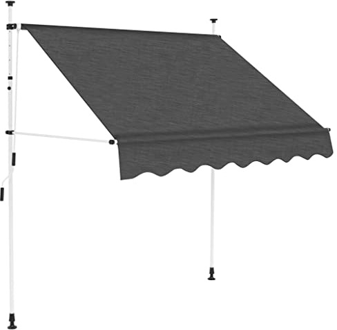 Myheimly Einziehbare Balkonmarkise Klemmmarkise Sonnenschutz Garten Markise Handbetrieben 200 cm Anthrazit