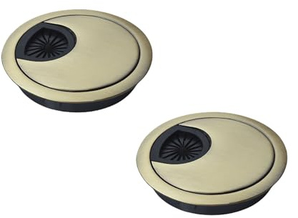 DuDuZui 2PCS 80mm Desk Cable Grommets, Durable Bronze Computer Desk Metal Cable Hole, Round Cable Hole Cover for Office Home Desktop Cable Organizer
