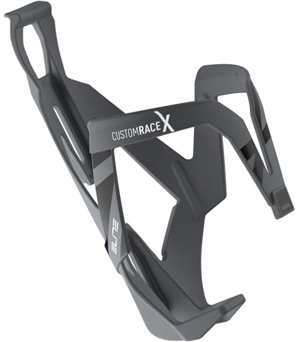 Elite Custom Race X Flaschenhalter – Grau Skin mit schwarzer Grafik – Leicht Aerodynamisch Stabil Universal – Für Rennrad MTB Gravel – Trinkflaschenhalter Fahrrad Bidon