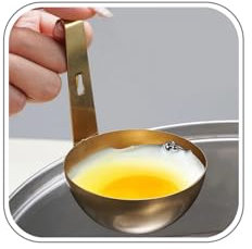Stampo per uova in camicia, in acciaio inox, antiaderente, con orecchie da appendere, per cucinare le uova in camicia (02-1 pz)