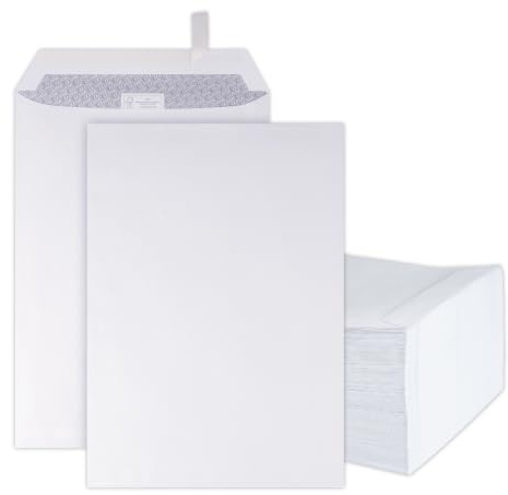500 Stück Briefumschläge C4 DIN A4 ohne Fenster - Kuverts weiß selbstklebend 229 x 324 mm