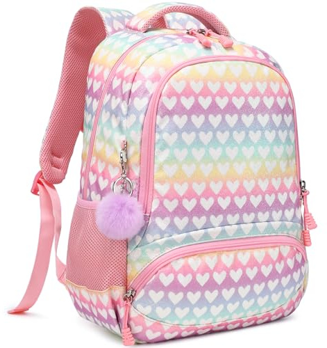 Grundskola ryggsäck för flickor skolväska bokväska tonåringar ryggsäckar skolor barn ryggsäck, Glitter regnbåge, 30x15.8x40, Barnryggsäck