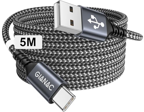GIANAC USB C Kabel 5M Lang 3.1A Schnellladekabel USB C Ladekabel | USB A auf USB C Schnellladekabel und Datenkabel für Samsung Galaxy S22 S21 S20 S10, Google Pixel, Sony Xperia,Xiaomi