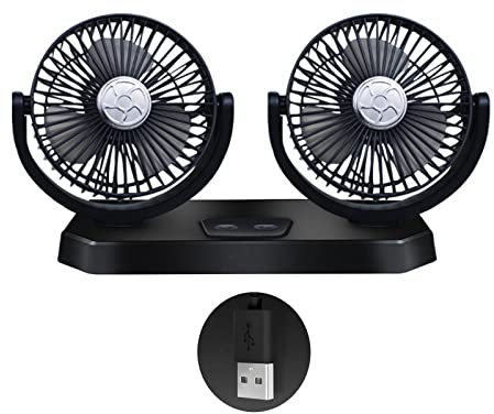 YIZITU Ventilador de cabeza con rotación por USB para ventilador grande de 3 engranajes con 2 para escritorio de oficina y coche