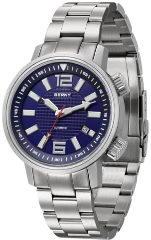 BERNY Taucheruhr Automatisches Werk 8215 Mechanische Armbanduhr Edelstahl Armband 200M Wasserdicht Saphirglas Super Leuchtstark