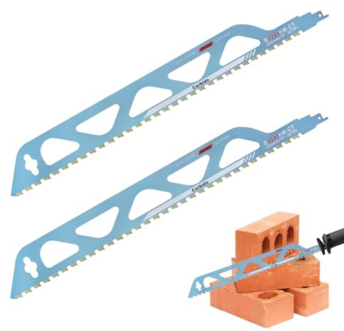 Miosugo Lot de 2 lames de scie sabre en métal dur - Pour bois et pierre - Convient pour béton poreux, brique rouge et fibrociment (bleu) - 45,7 cm