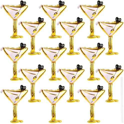 15 Pcs Martini Balloon Realistic Giant Foil Cocktail Balloons Pink Gold Champagne Aluminum Balloon for Birthday Wedding Bachelor Party Decorations