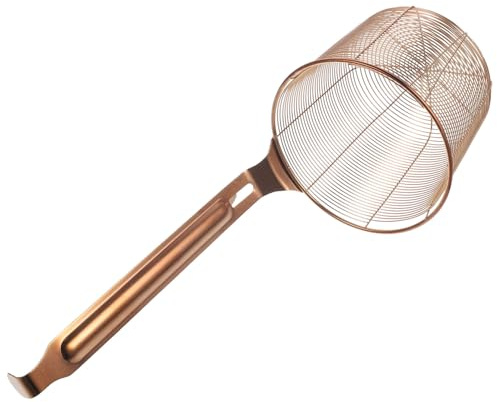 ROMISBABA Scolapasta in Acciaio con Lungo Antiscottatura Colino Rete per Pasta e Frittura per Cucina Domestica e Ristoranti Facile da e Resistente Design con Gancio per Appendere