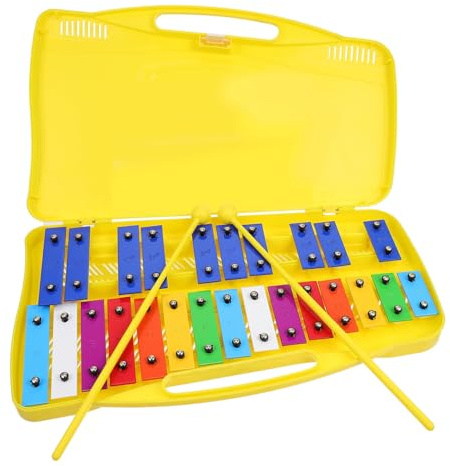BAZEITFLOW Xilófono Escolar con Maletín Azul de 25 Notas para Niños, Instrumento de Percusión de Plástico y Hierro con Superficie para Desarrollar Interés Musical