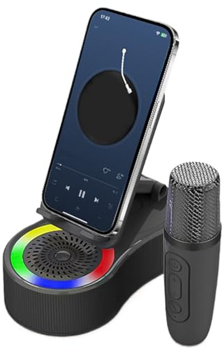 Xijobido Soporte para teléfono con altavoz, estación de carga inalámbrica, luces LED, soporte para teléfono, accesorios de tecnología genial para el salpicadero del coche, sala de estar, dormitorio