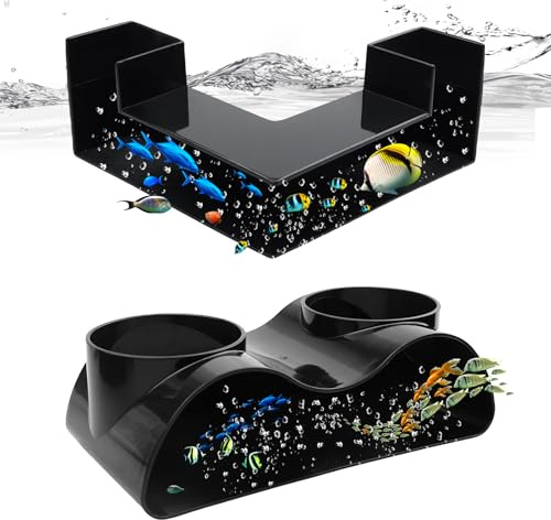 GOEDCH Grotte sotterranee per acquario, 2 misure: design a due fori e design a forma di LF, per acquari, tunnel in plastica con 2 ingressi