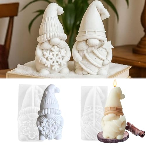 Silikonformen Gießformen Wichtel WISIRENT, 2 Stück Weihnachten Wichtel Silikonformen Weihnachtsmann Kerzenform, 3D Zwerg Gießformen Diy Weihnachten Wichtel Kerzen Formen für Weihnachten, Halloween