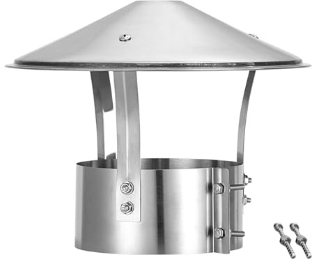 Chimney Rain Caps, Roof Rain Cap, Chimney Cowl, 304Stainless Steel Stove Pipe Chimney Cover for Insulation, Outside Roof Vent Cap with Gloves, for Flat House Kitchen Attic(180mm (7.09in))