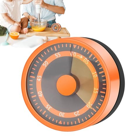 Nubamzy Timer da cucina meccanico visivo – 60 minuti di carica con cronometraggio di cottura orologio per anziani bambini lavoro studio fornello cottura aula