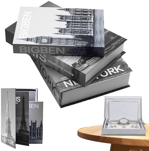 Hojalis 3 Stück Deko Bücher Für Heimdekor, Buchattrappe Deko, Nesting Buchbox, Buchbox Aufbewahrung Mit Magnetverschluss, Buch Box, Dekobücher Für Heimdekor Für Couchtisch, Regal & Büro