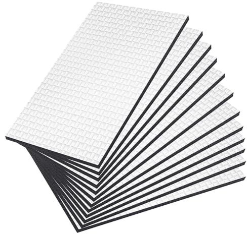 xuefenfei 12 Pièces Isolant Phonique Voiture, Tapis D'isolation Acoustique, Isolant Thermique et Phonique Voiture, pour Étanche, Ignifuge, Moteur, Porte, 250x180x5mm