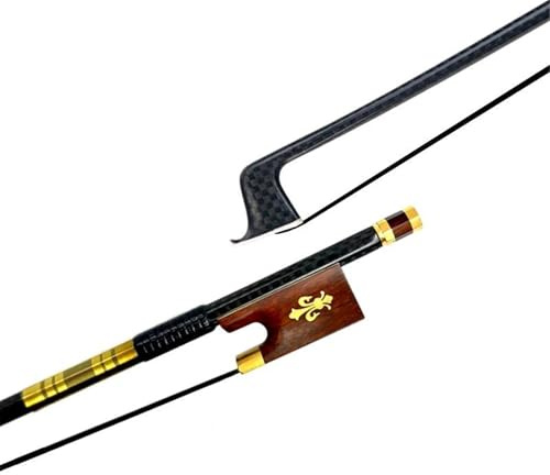 Handgefertigte Geigenbögen 1 Stücke Licht Schwarz Grid Plaid Carbon Fiber Stick 4/4 Violine Bogen Geige Bogen Schwarz Rosshaar Kupfer Montiert(Type1)