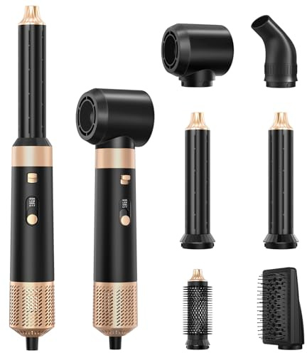 Sendowtek Cepillo Secador de Pelo 6 en 1, Hot Air Hair Styler con Aparatos para el Cabello Multifunción, Moldeador Secador de Aire Caliente con Rizador para Mujer Chica Ondulado y Secado