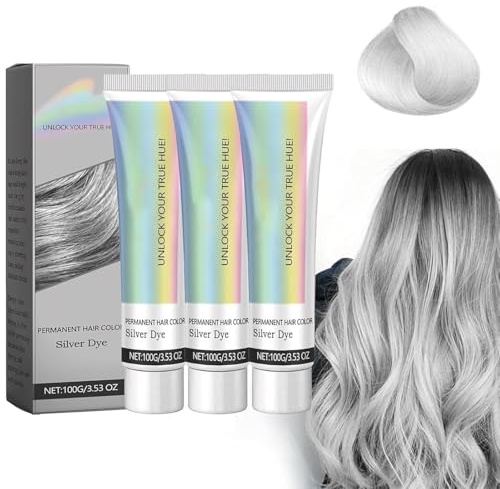 Silver Hair Dye - Silver Color for Dark Hair, Plant-Infused Nourishing Formula, Temporary Vibrant Shade(3PCS)