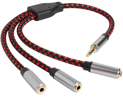 Lurrose Cavo Splitter Audio 3,5mm per Cuffie Connettori Dorati, Materiale Tpe e Cotone, Compatibilità per Dispositivi Mobili e Audio