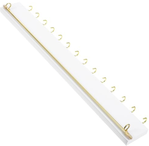 SOLUSTRE Wall Mounted Necklace Organizer and Bracelet Display Rack, Wooden Jewelry Holder with Crossbar, White Jewelry Hanger for Earrings Storage and Cute Room Decor