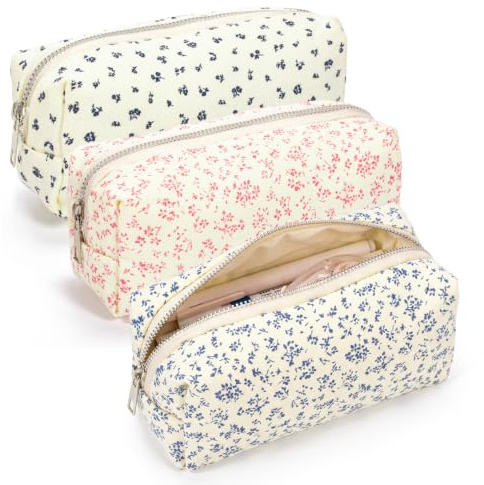 Lot de 3 Trousses Scolaires Filles,Grande Trousse école avec Fermeture éclair, Pencil Case esthétique Pratique pour Adolescente, idéal pour la rentrée et Ranger stylos et Accessoires