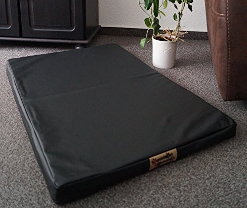 Hundebettenmanufaktur Hundematratze Hundebett Matratze Schlafplatz beidseitig Kunstleder Top Ware 120 cm X 80 cm schwarz