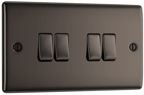 BG Nexus Metal Black Nickel, 20A 16AX Quadruple Switch, 2 Way