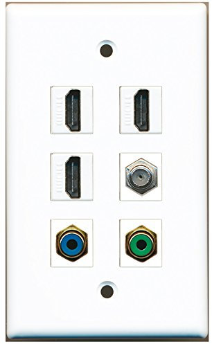 RiteAV – 3 HDMI 1 puerto RCA verde 1 Puerto RCA azul 1 Puerto Cable coaxial TV- Coaxial placa de pared